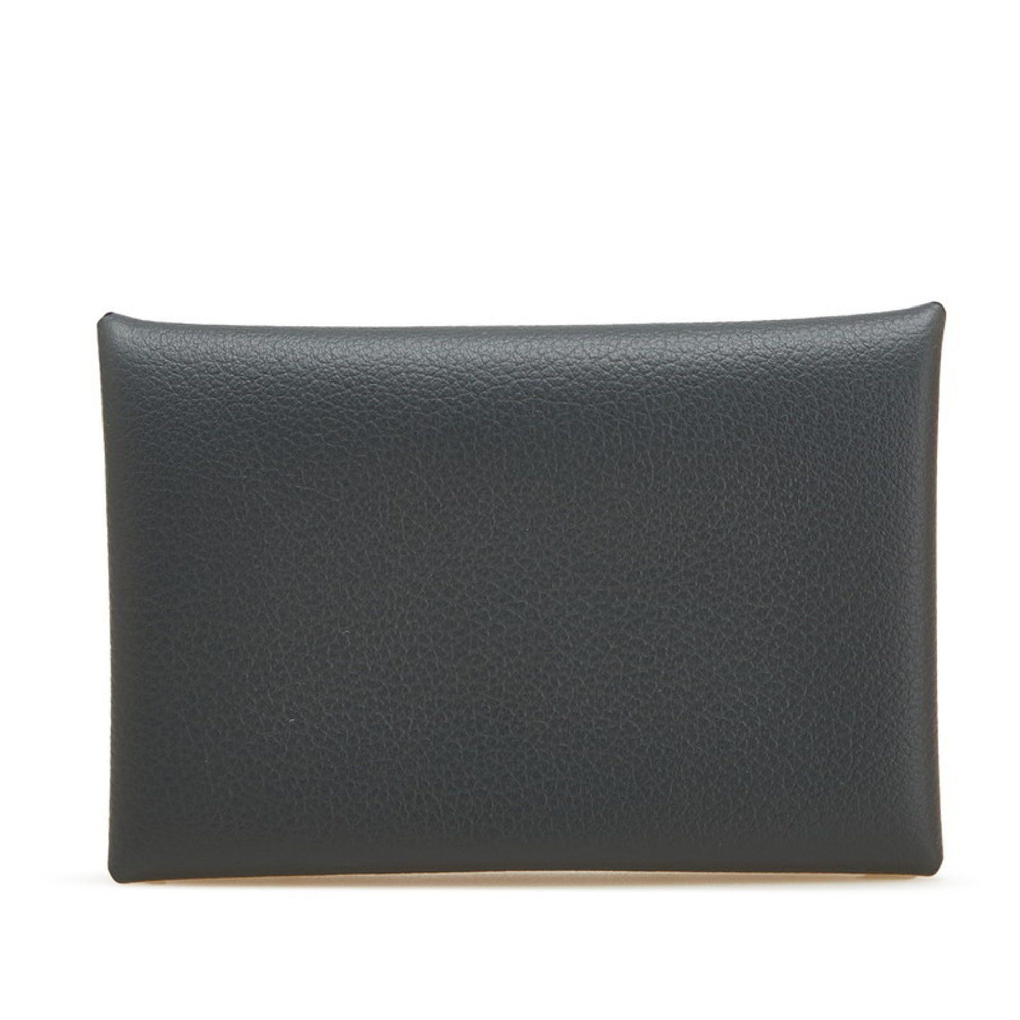 Hermès Calvi Wallet/Coin Case/Business Card Case/Card Case Gray Epsom Leather Women's HERMES