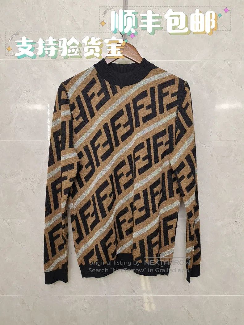 Fendi Fendi F-letter all-over print wool long-sleeve knit Size XL / US 12-14 / IT 48-50 - 1 Thumbnail