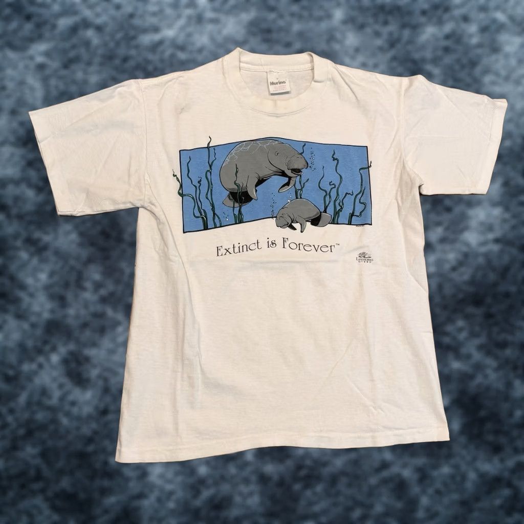 Alife VINTAGE Murina T-Shirt Manatee 90s Graphic Print White Crew Neck Short Sleeve M Mens Womens Unisex Adults Small Fits Size US M / EU 48-50 / 2 - 1 Thumbnail