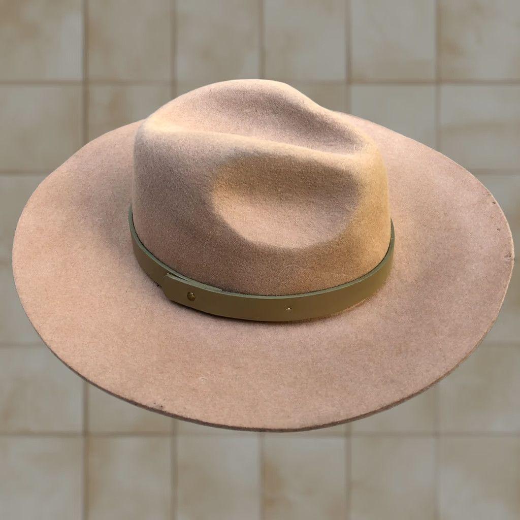 Vintage PHENIX Fedora Hat Adult One Size Wool Leather Trim Beige Cap Wide Brim Mens Size ONE SIZE - 1 Thumbnail