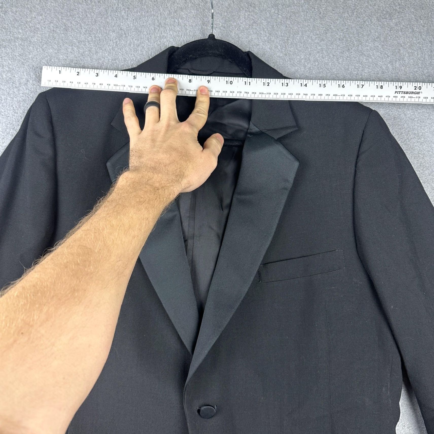 Vintage Tuxedo Shirt Mens 41R 38x26 Black One Button Notch Lapel 2 Piece Formal Wedding Shirt? Size 42R - 3 Thumbnail