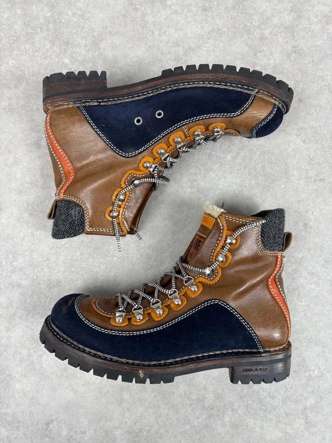 Dsquared2 Dsquared2 Shearling Brown Leather Hiking Boots Size US 10.5 / EU 43-44 - 6 Thumbnail