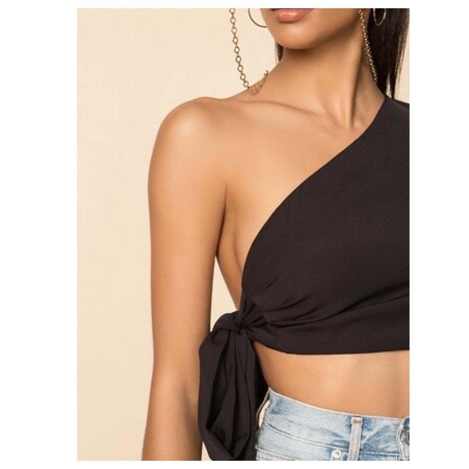 REVOLVE × superdown NWT Superdown Charlotte One Shoulder Crop Top Black Womens S Size S / US 4 / IT 40 - 10 Thumbnail