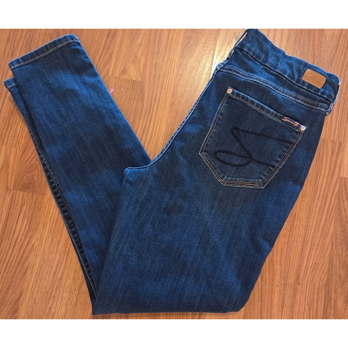 7 For All Mankind Low Rise Seven Jeans Dark Blue Women's Size 12 Size 34" / US 12 / IT 48 - 3 Thumbnail