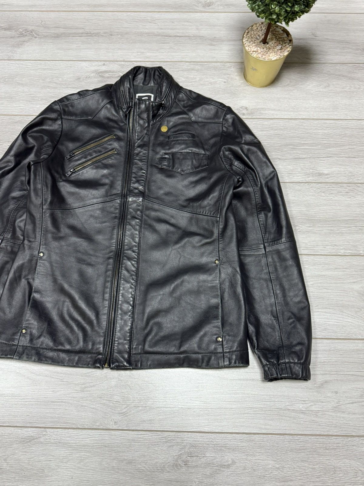 G-Star G stat RAW rare leather dean ryder overshirt zip jacket Size US XL / EU 56 / 4 - 8 Thumbnail
