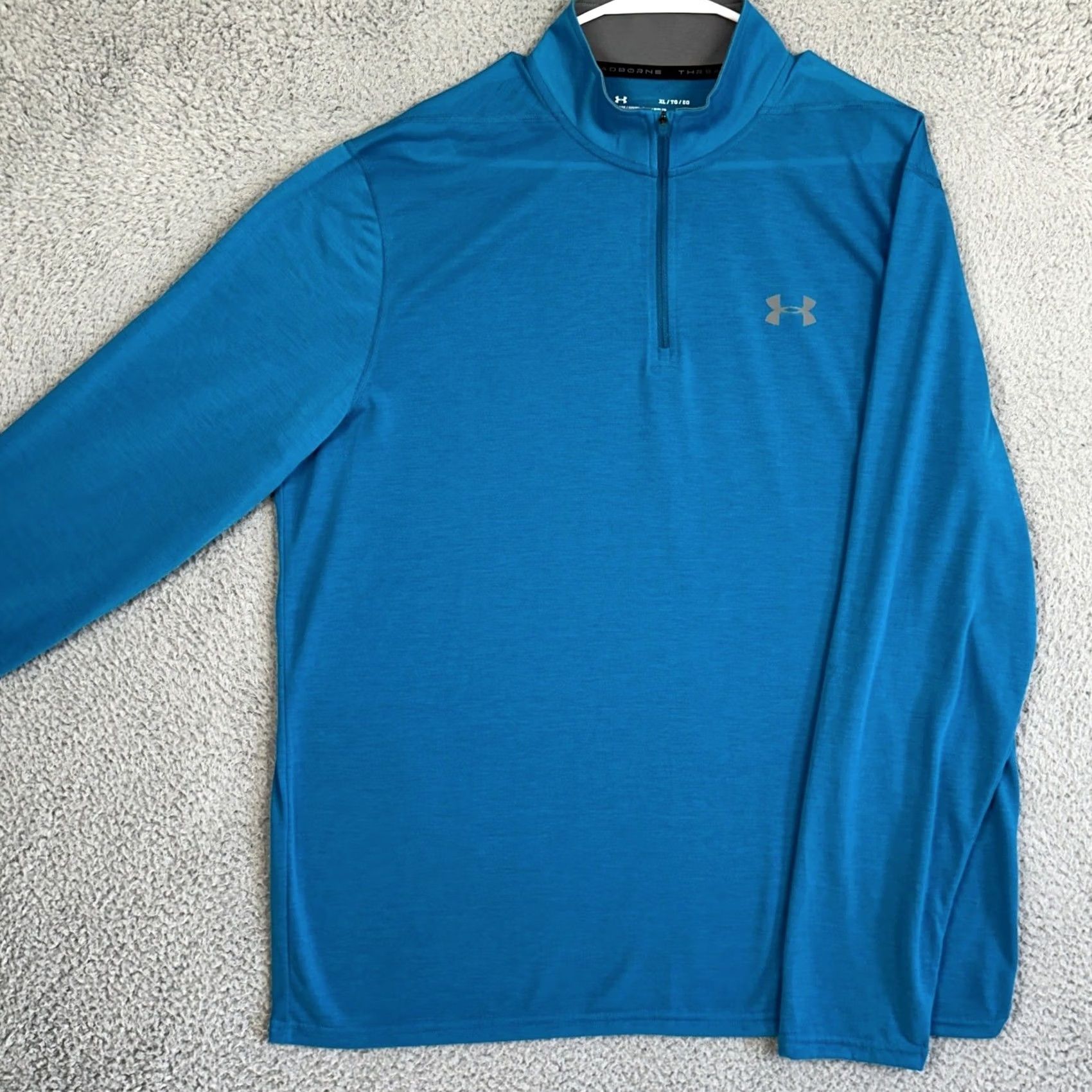Under Armour Under Armour HeatGear Shirt Mens XL Blue Loose Quarter Zip Pullover Size US XL / EU 56 / 4 - 2 Thumbnail