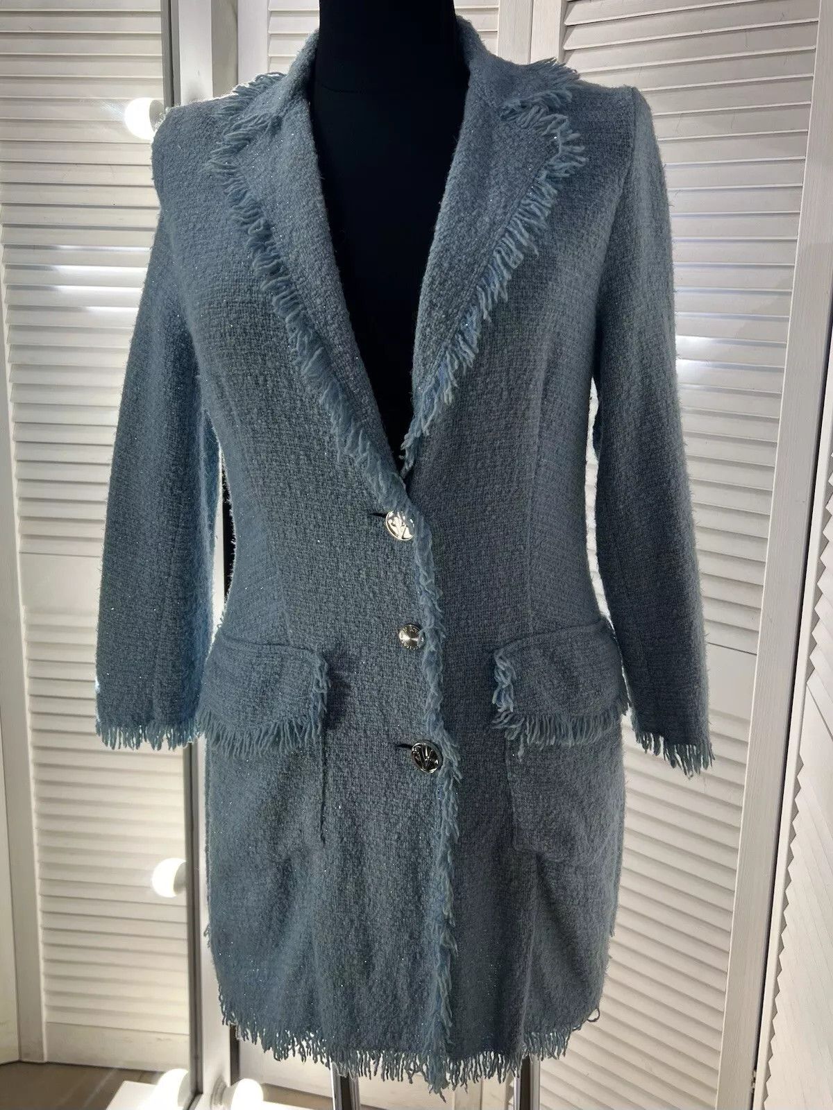 Versace Versace Rare Vintage Women’s Tweed Long Blazer Blue – Sz 40 Size S / US 4 / IT 40 - 6 Thumbnail