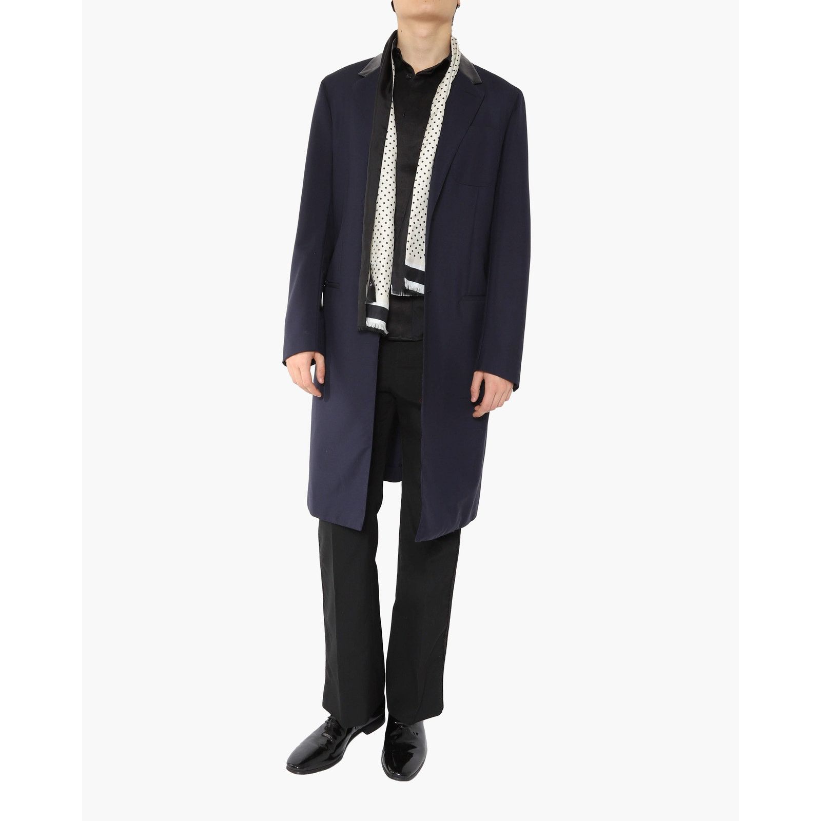Berluti SS18 Leather Trimmed Coat in Navy Wool Size US M / EU 48-50 / 2 - 2 Thumbnail