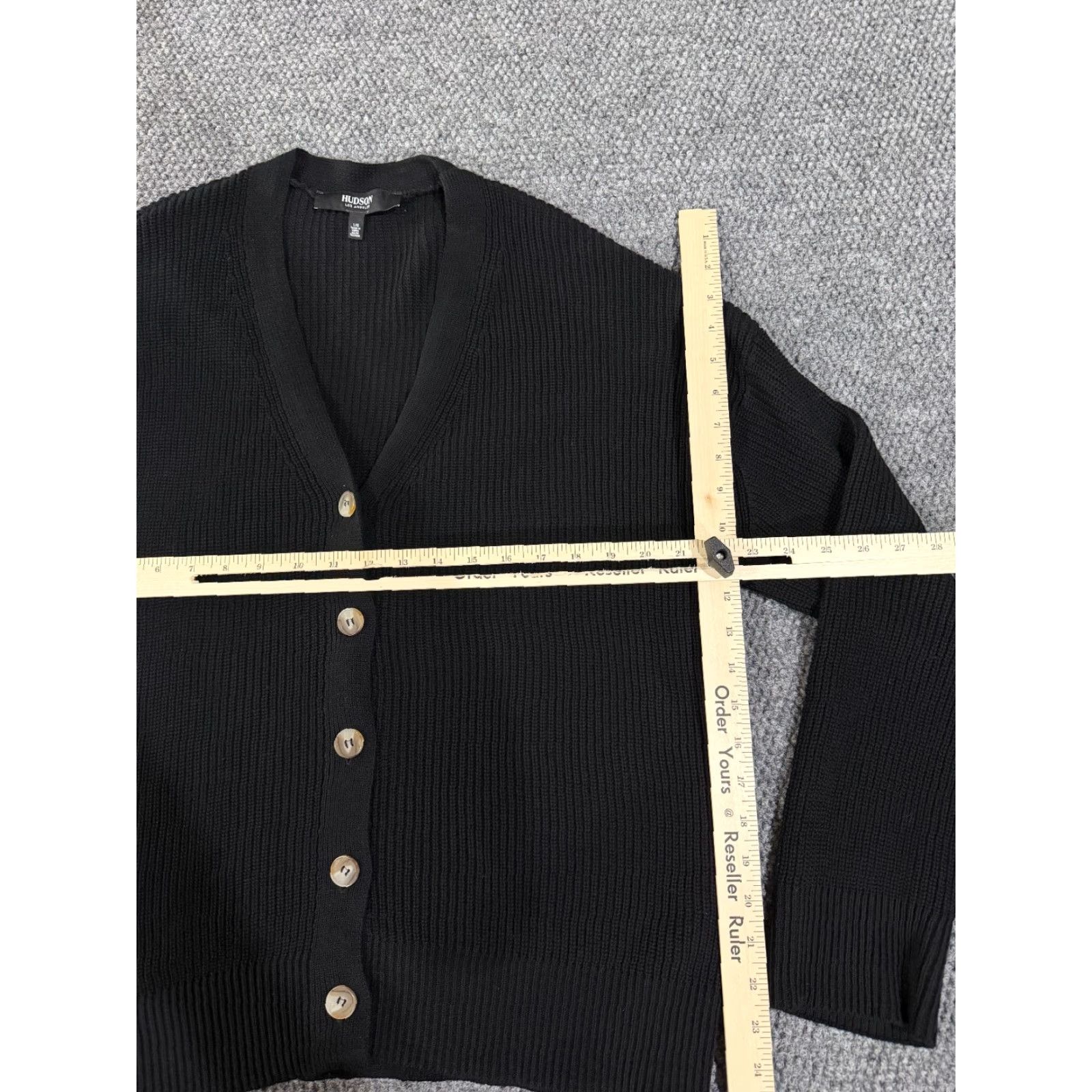 Hudson Hudson Womens Large Black Button Front Knit Sweater Long Sleeve Waffle Cozy Pullover All Seasons Casual Vintage No Size L / US 10 / IT 46 - 4 Thumbnail