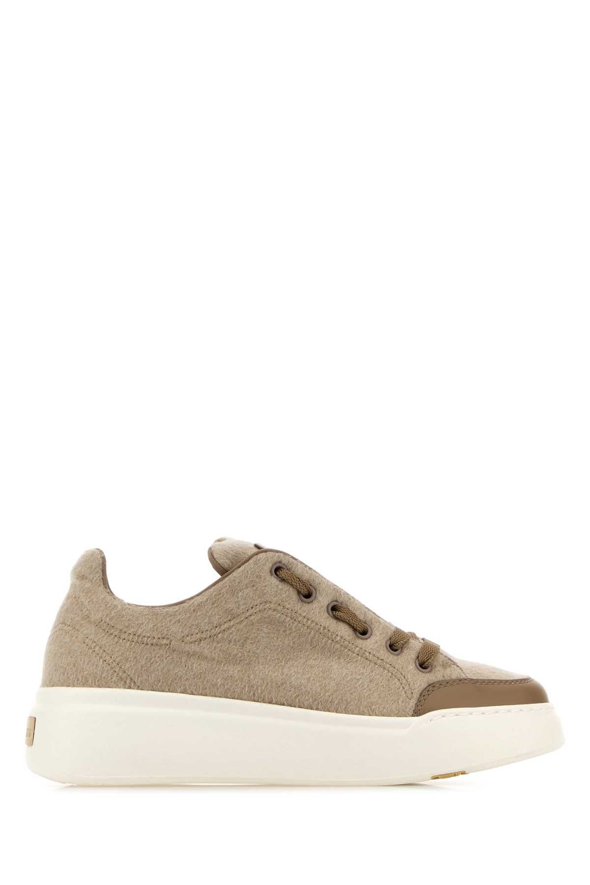 Max Mara Dove Grey Cashmere And Leather Maxi Sneakers Size US 8.5 / IT 38.5 - 1 Thumbnail