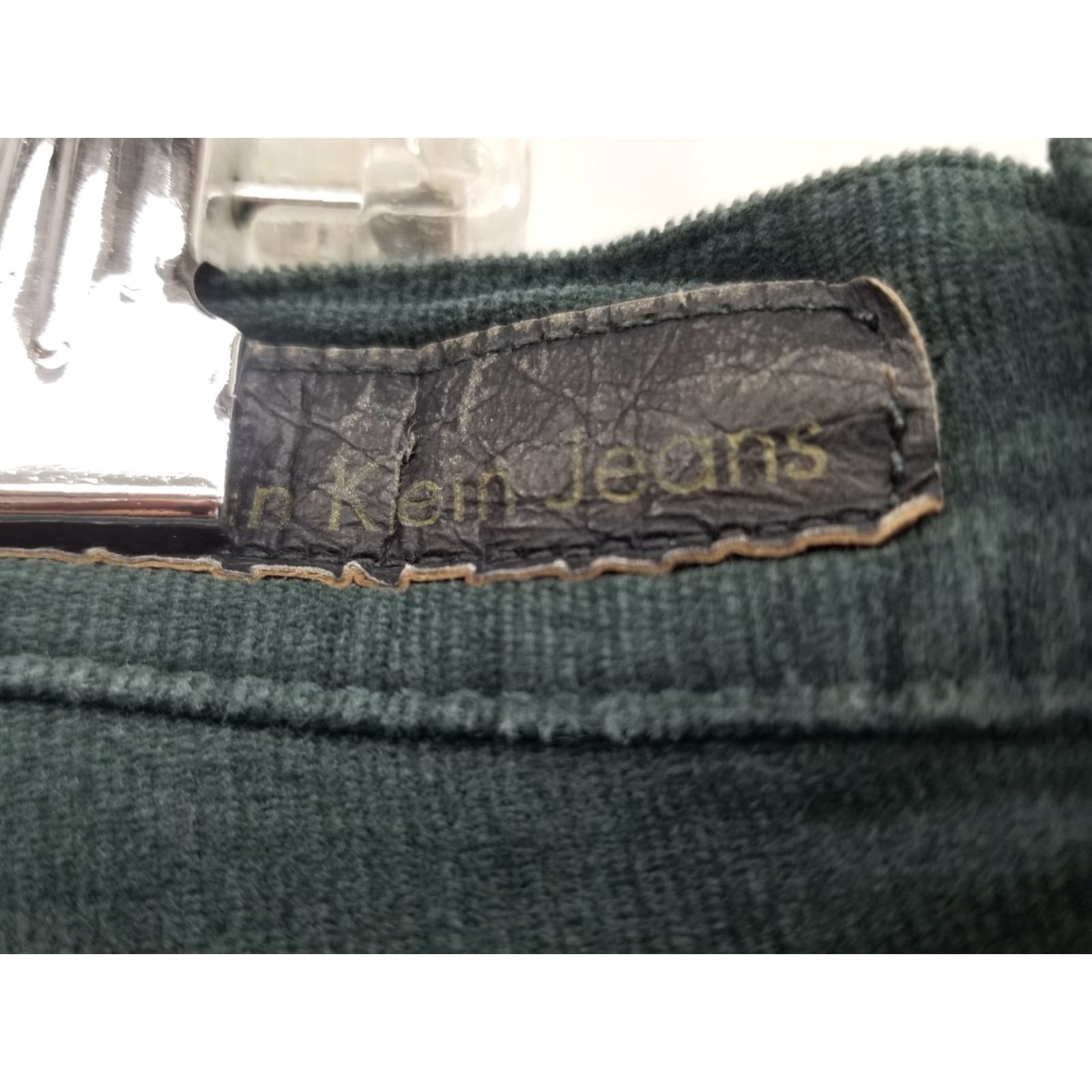 Calvin Klein Calvin Klein Women's Jeans Straight Corduroy Green Size 14 90s Button Dark Jeans Corduroy 100% Cotton Regular Women Size 36" / US 14 / IT 50 - 6 Thumbnail