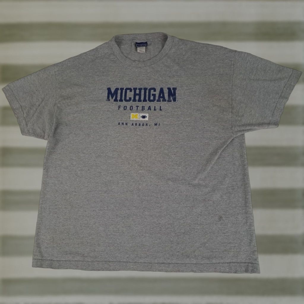 Vintage VINTAGE Michigan Football Ann Arbor Mi. Grey 2XL Champs Shirt Mens 90s Wolverine Canvas Cotton Crew Neck Short Sleeve Size US XXL / EU 58 / 5 - 1 Thumbnail