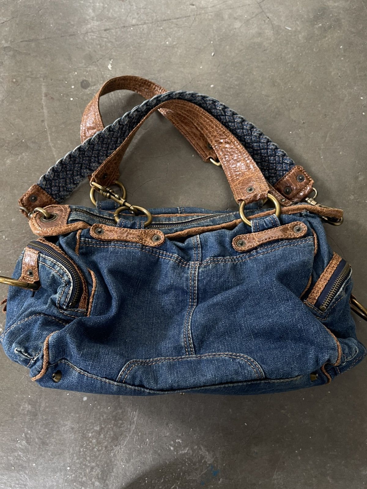 Guess Vintage Y2K Guess Shoulder Bag Denim w Leather Size ONE SIZE - 2 Thumbnail