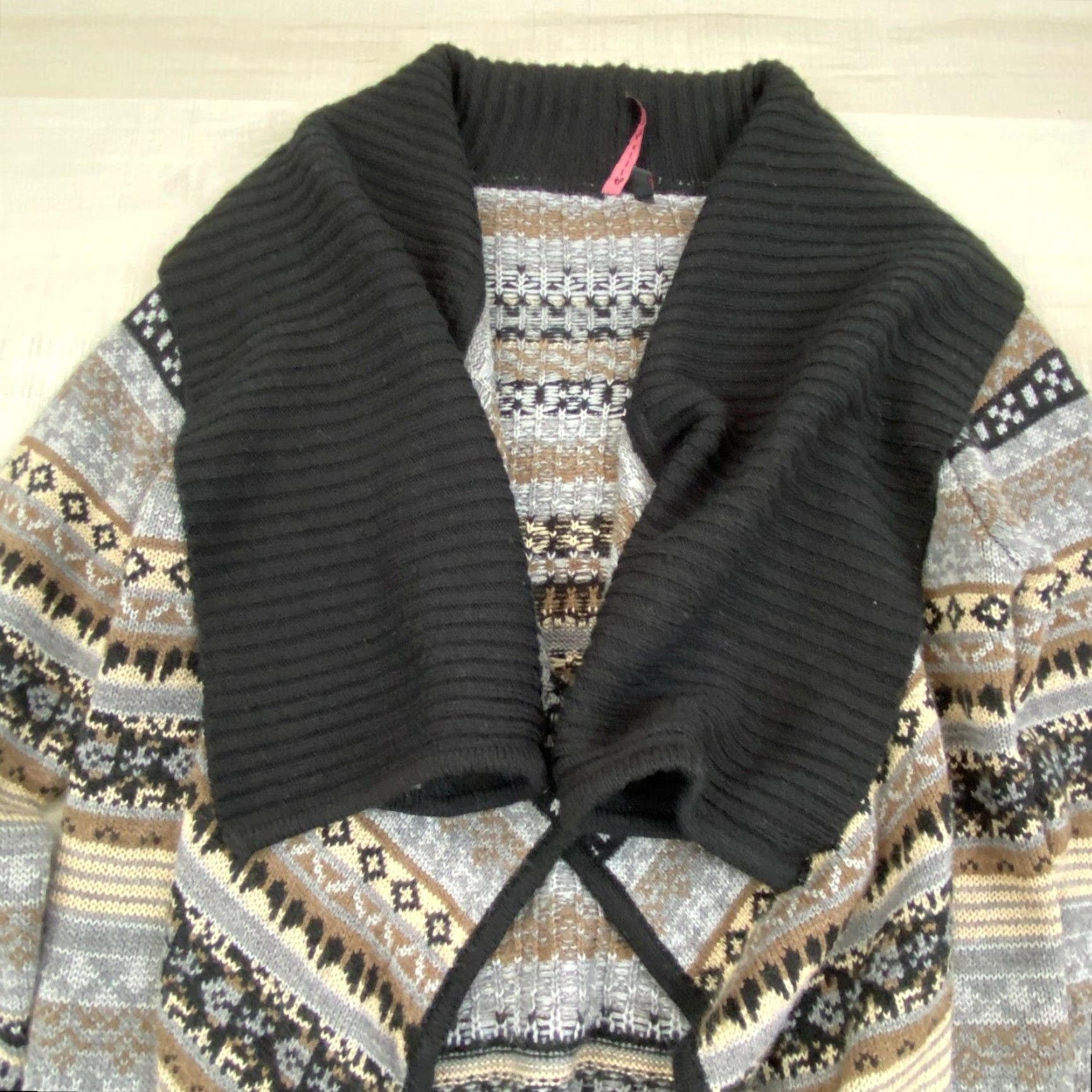 Vintage Allie & Rob Womens Cardigan Sweater Small Black Gray Open Waterfall Soft Loose Knit Style Regular Casual Comfort Men’s? Size S / US 4 / IT 40 - 2 Thumbnail