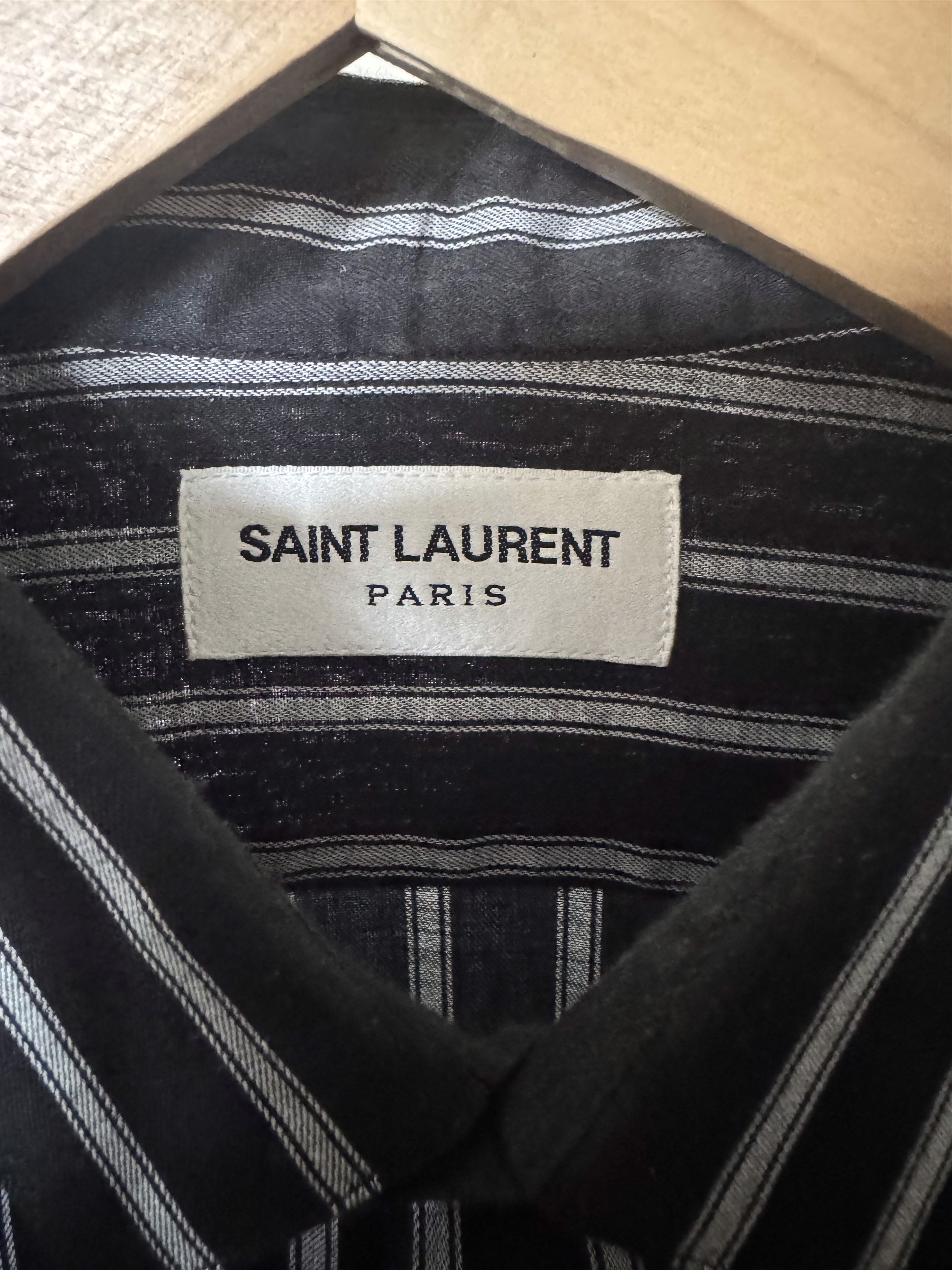 Saint Laurent Paris Saint Laurent Paris Black Stripped Button Up Size US M / EU 48-50 / 2 - 2 Thumbnail