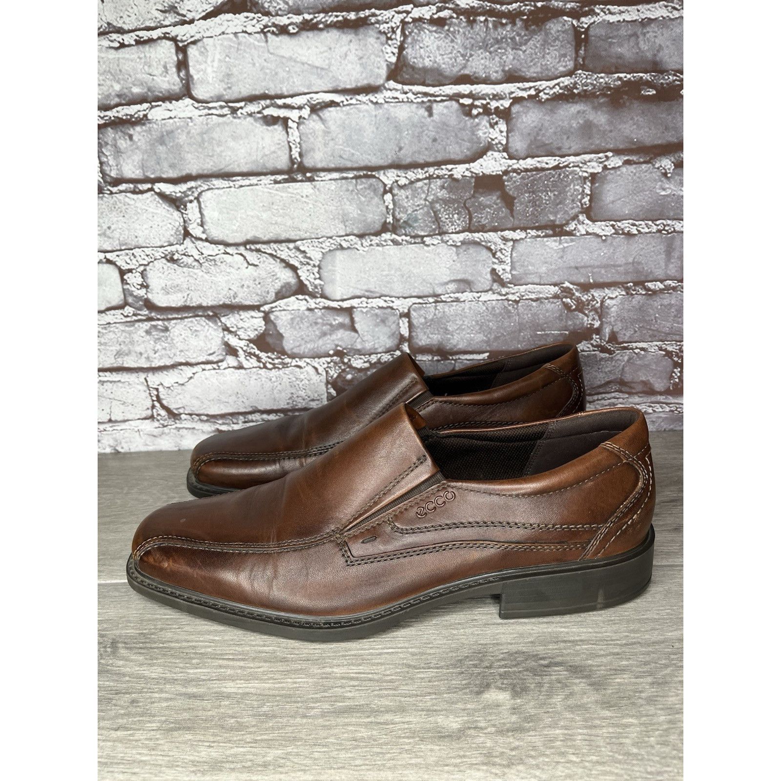 Ecco ECCO Brown Leather Slip On Casual Loafers Comfort Shoes Men Size US 14 / EU 47 - 1 Thumbnail