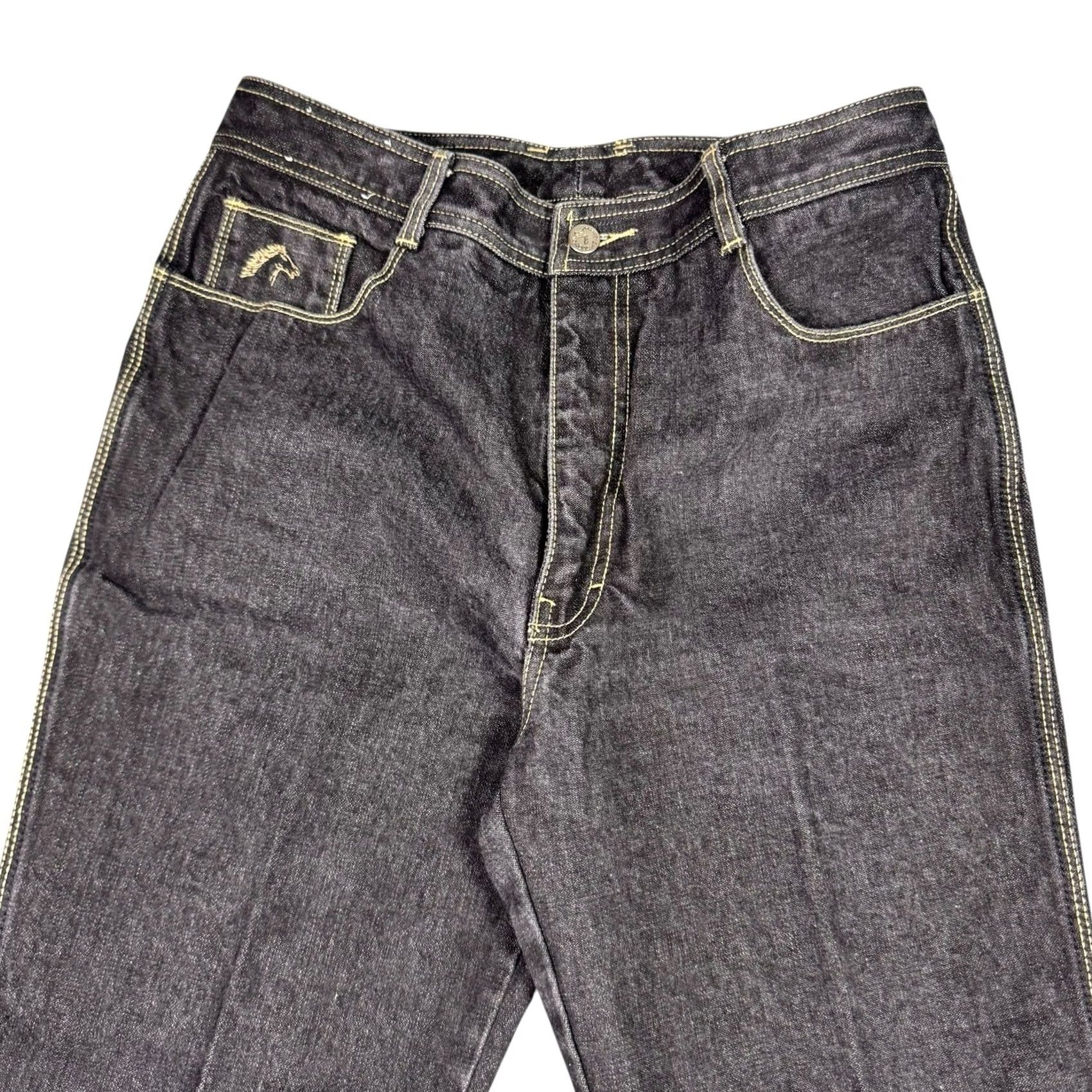 Jordache VINTAGE Jordache Jeans Mens 32x28 Charcoal Denim Thick Stitch Horse Head 90s Size US 33 - 5 Thumbnail