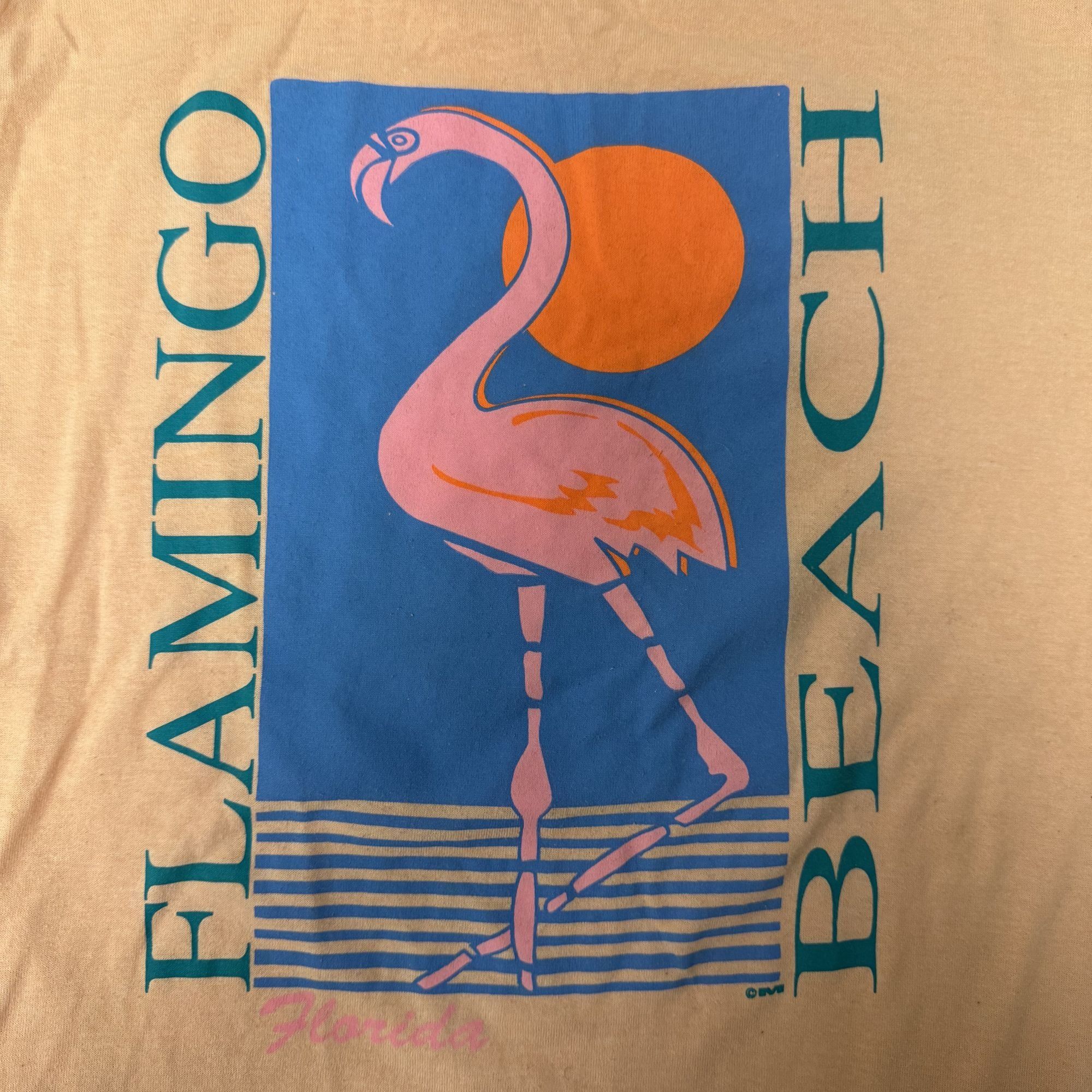 Other Vtg Peach FLAMINGO BEACH Florida Beach Sunset USA T Shirt Size US L / EU 52-54 / 3 - 2 Thumbnail