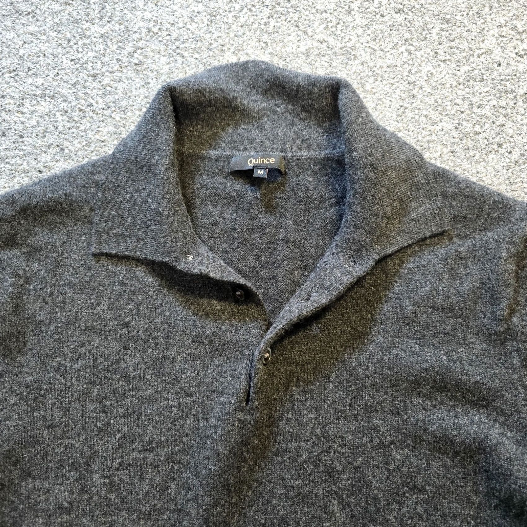 Quince Quince Sweater Womens Medium Gray Mongolian Cashmere Polo Henley Capsule Pullover Casual Knit Long Sleeve Collared Regular Size M Women Size M / US 6-8 / IT 42-44 - 2 Thumbnail