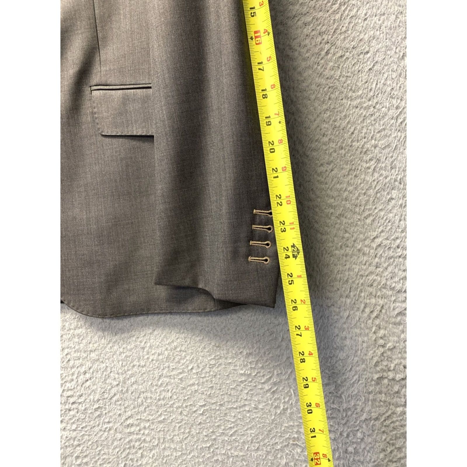 Vintage J. Hilburn Blazer Jacket Men’s 41R Gray Bronze Wool Single-Breasted Two-Button Notch Lapel Vented Back 0761 Size 42R - 6 Thumbnail