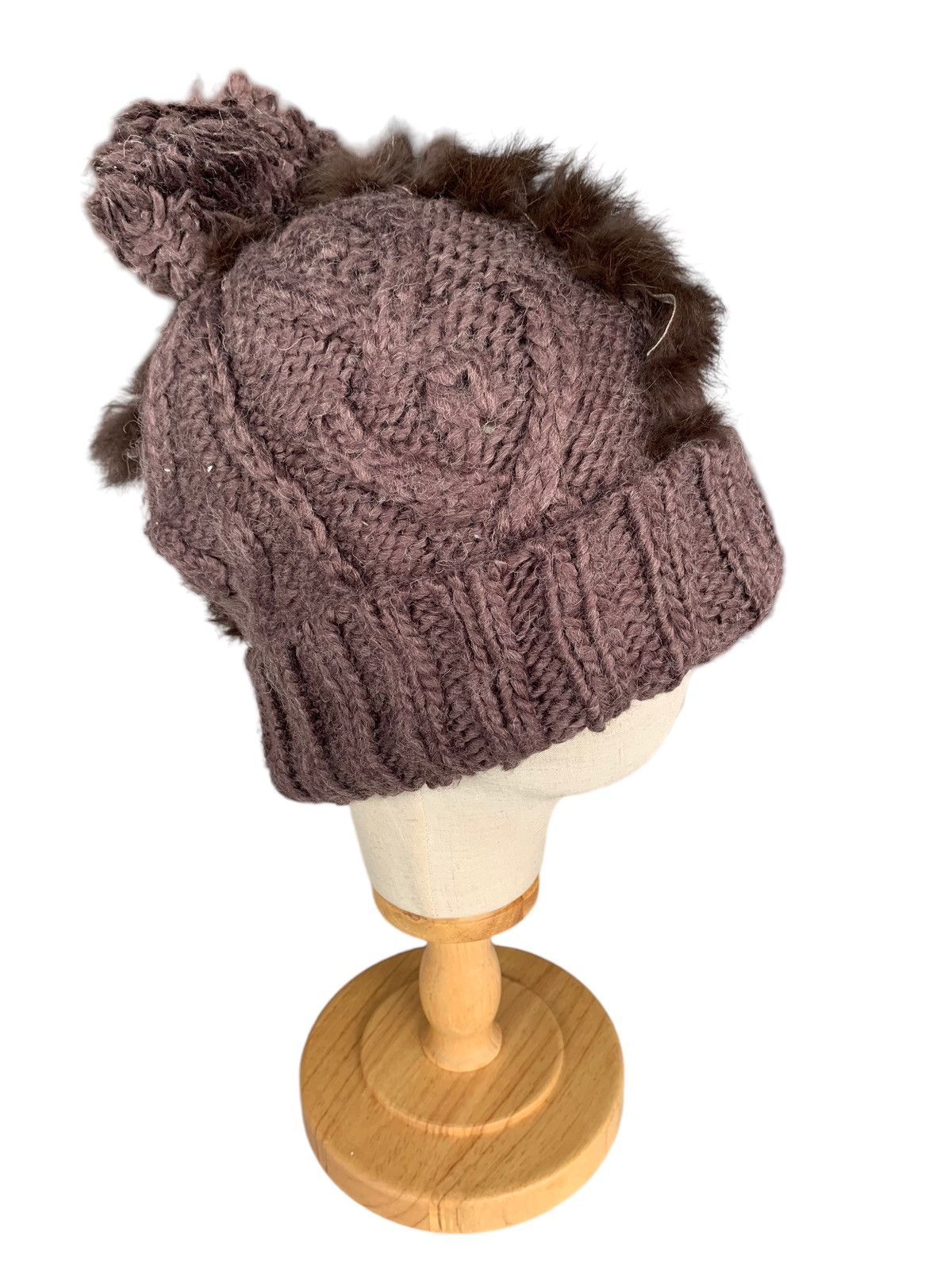 14th Addiction × Japanese Brand × Le Grande Bleu (L.G.B.) Punk Bondage style Fur Distressed crochet knit Beanie hats Size ONE SIZE - 6 Thumbnail