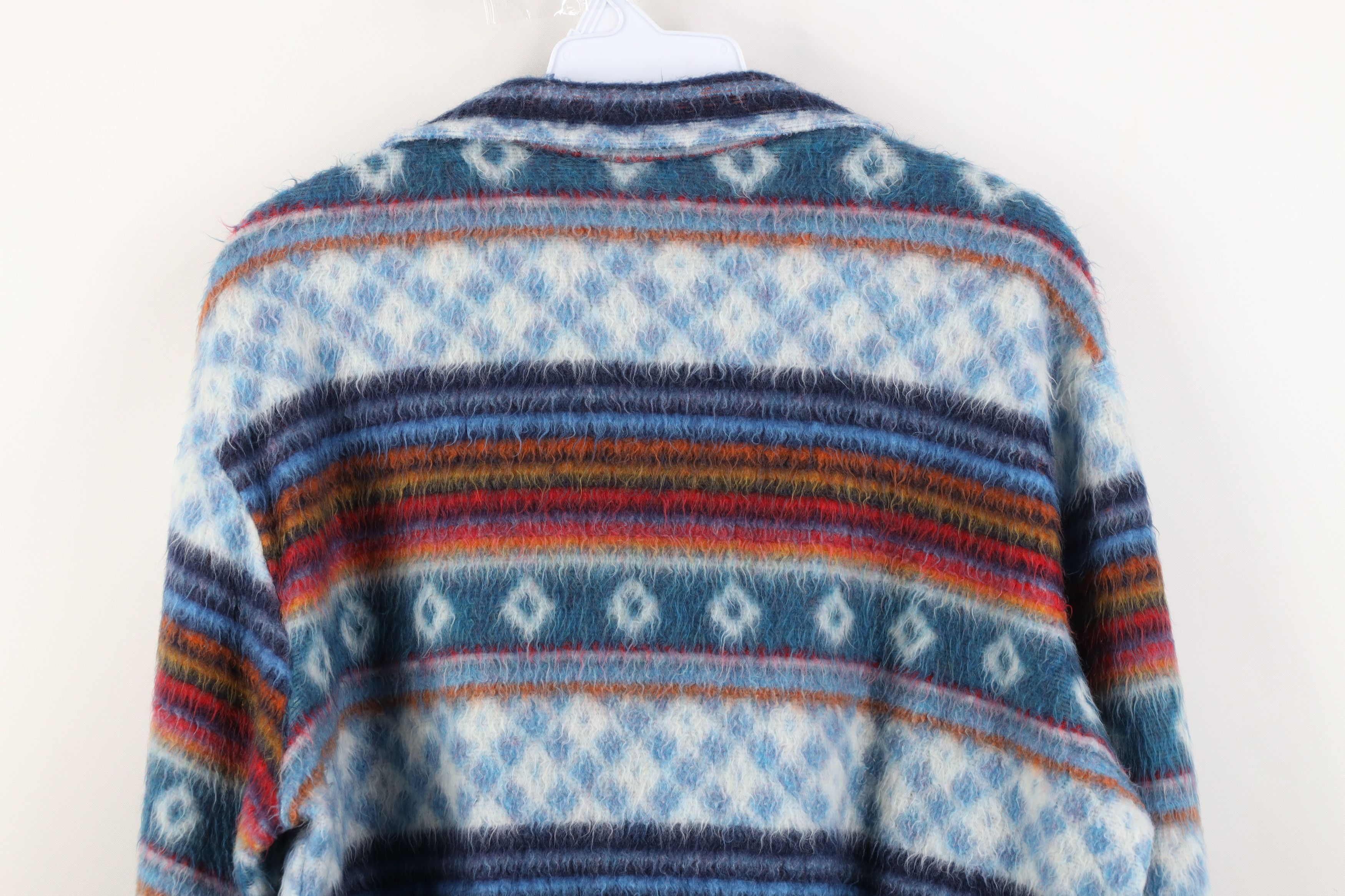Vintage Vintage 70s Streetwear Fair Isle Shag Fleece Sweater Size L / US 10 / IT 46 - 11 Thumbnail