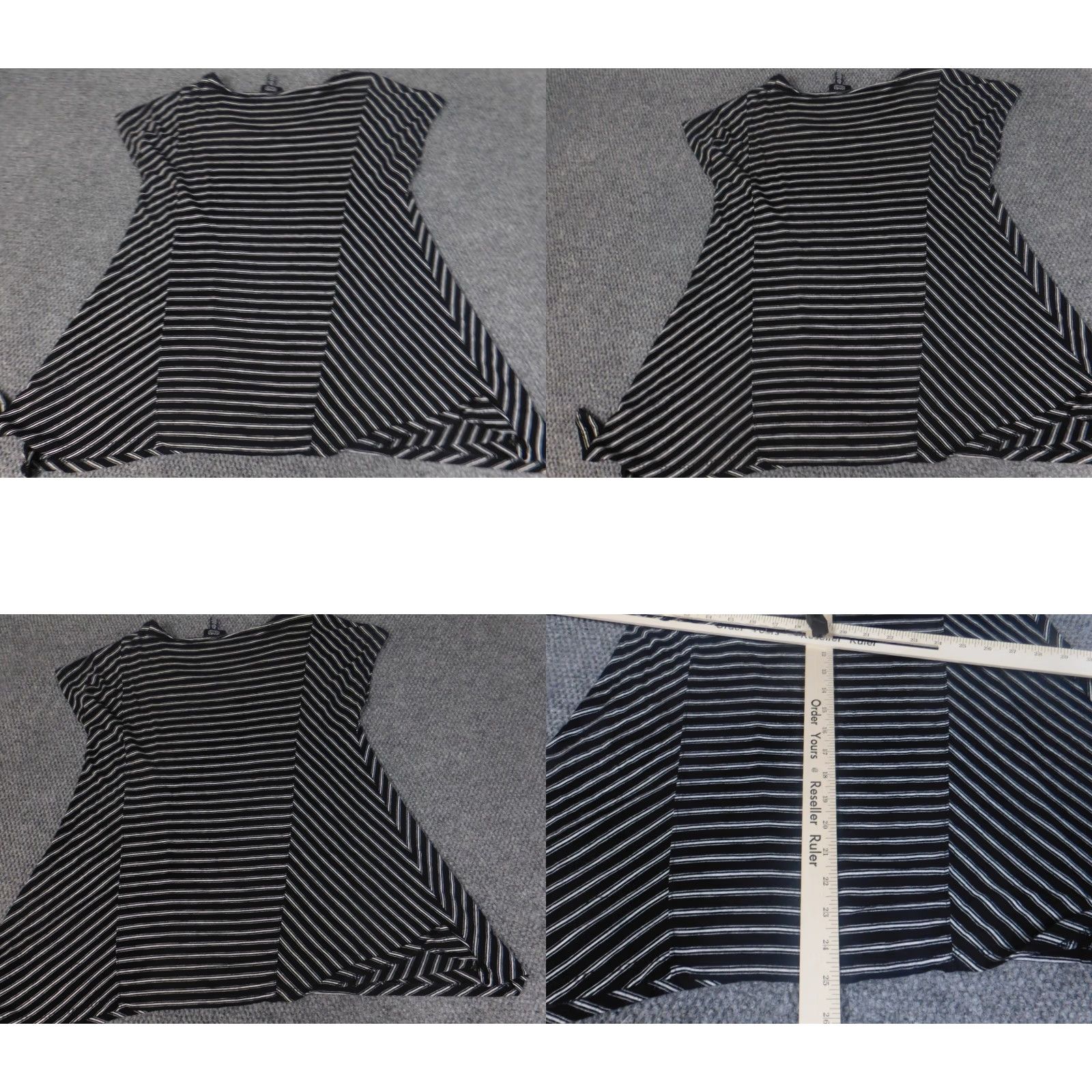 Jones New York Jones New York top Blouse Womens Large Black Striped Crew Neck Pullover Viscose Rayon Cap Sleeve Casual Stretch Comfort Regular Modern Classic Size L / US 10 / IT 46 - 8 Thumbnail
