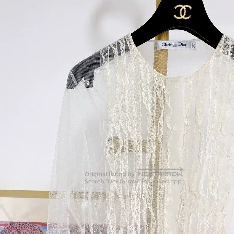 Dior Dior White mesh shirt Size XS / US 0-2 / IT 36-38 - 4 Thumbnail