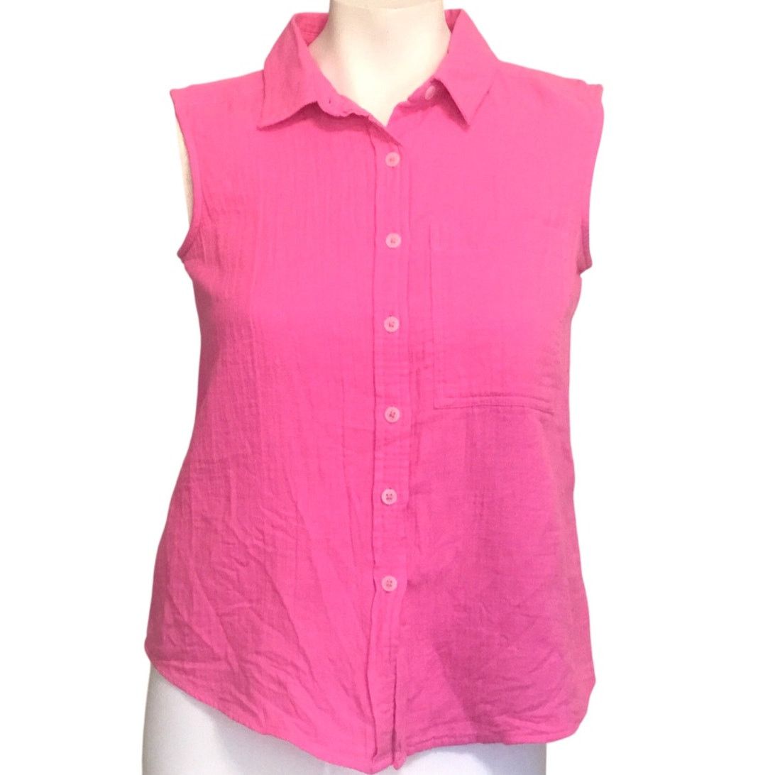 Other SO Pink Gauze Crinkle Bubble Bliss Sleeveless Top XS NWT Size XS / US 0-2 / IT 36-38 - 2 Thumbnail