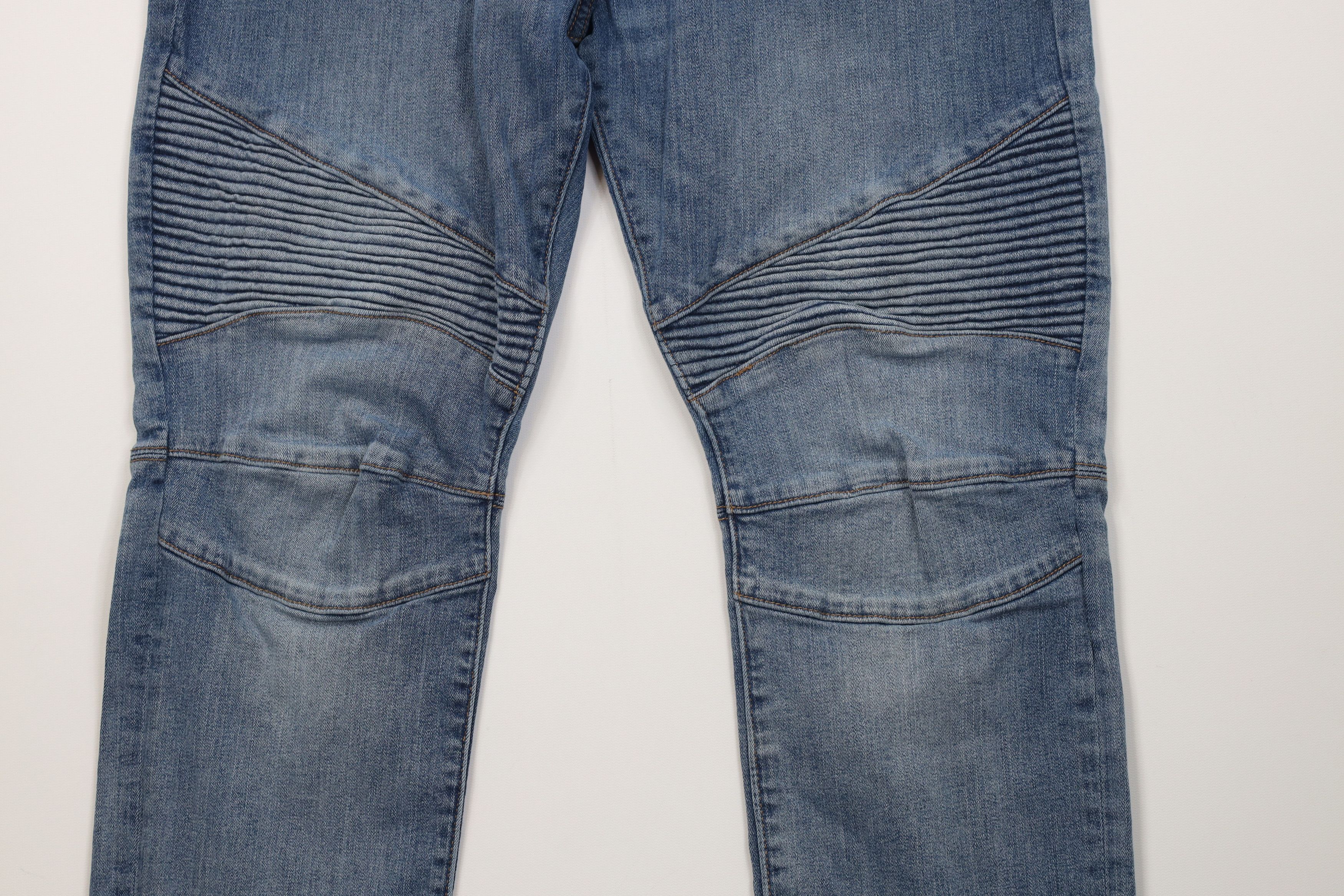 Express Express Slim Fit Skinny Leg Moto Motorcycle Denim Jeans Blue Size US 34 / EU 50 - 4 Thumbnail