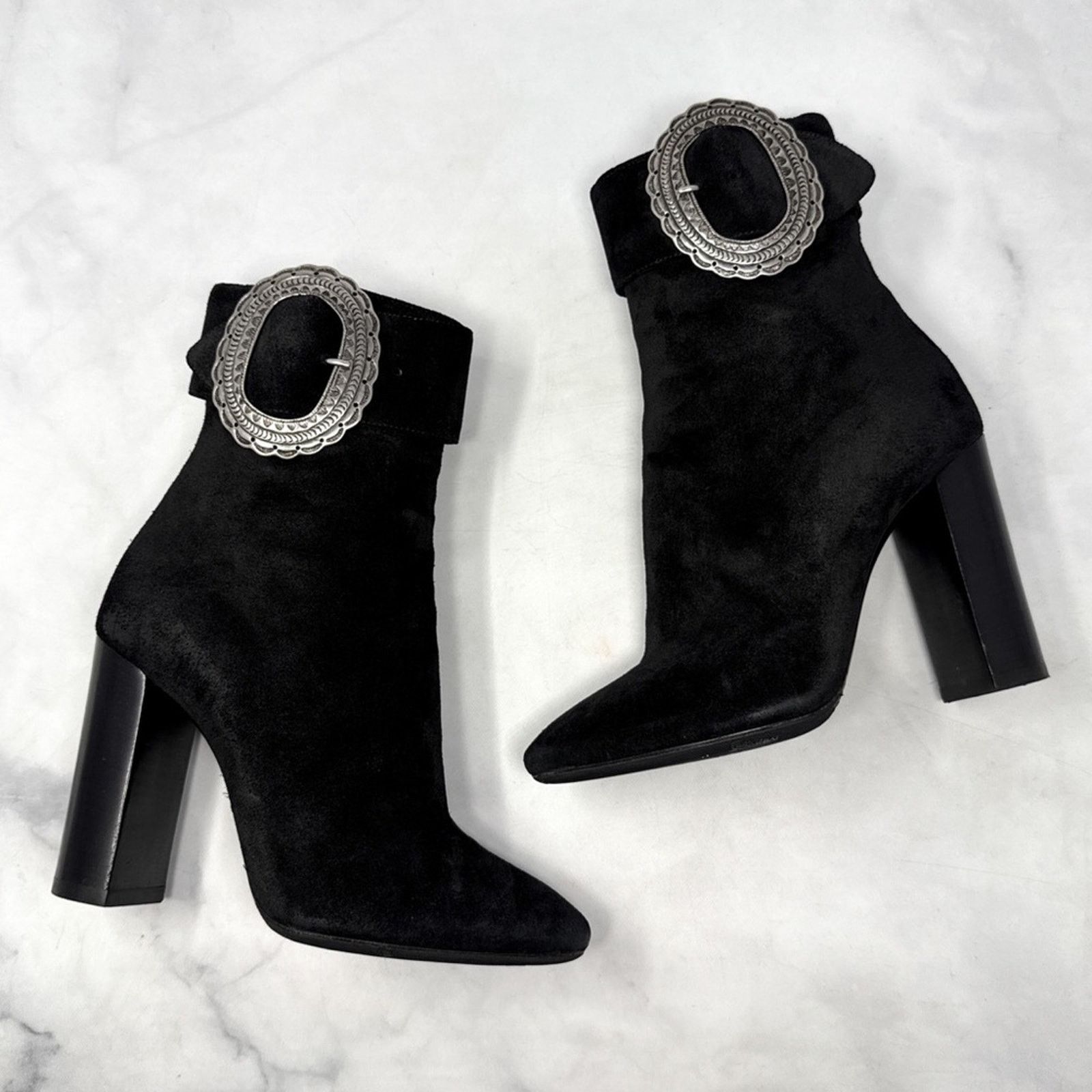 Saint Laurent Paris Saint Laurent Joplin Western Suede Heeled Ankle Boots 35.5 Size US 5.5 / IT 35.5 - 1 Thumbnail