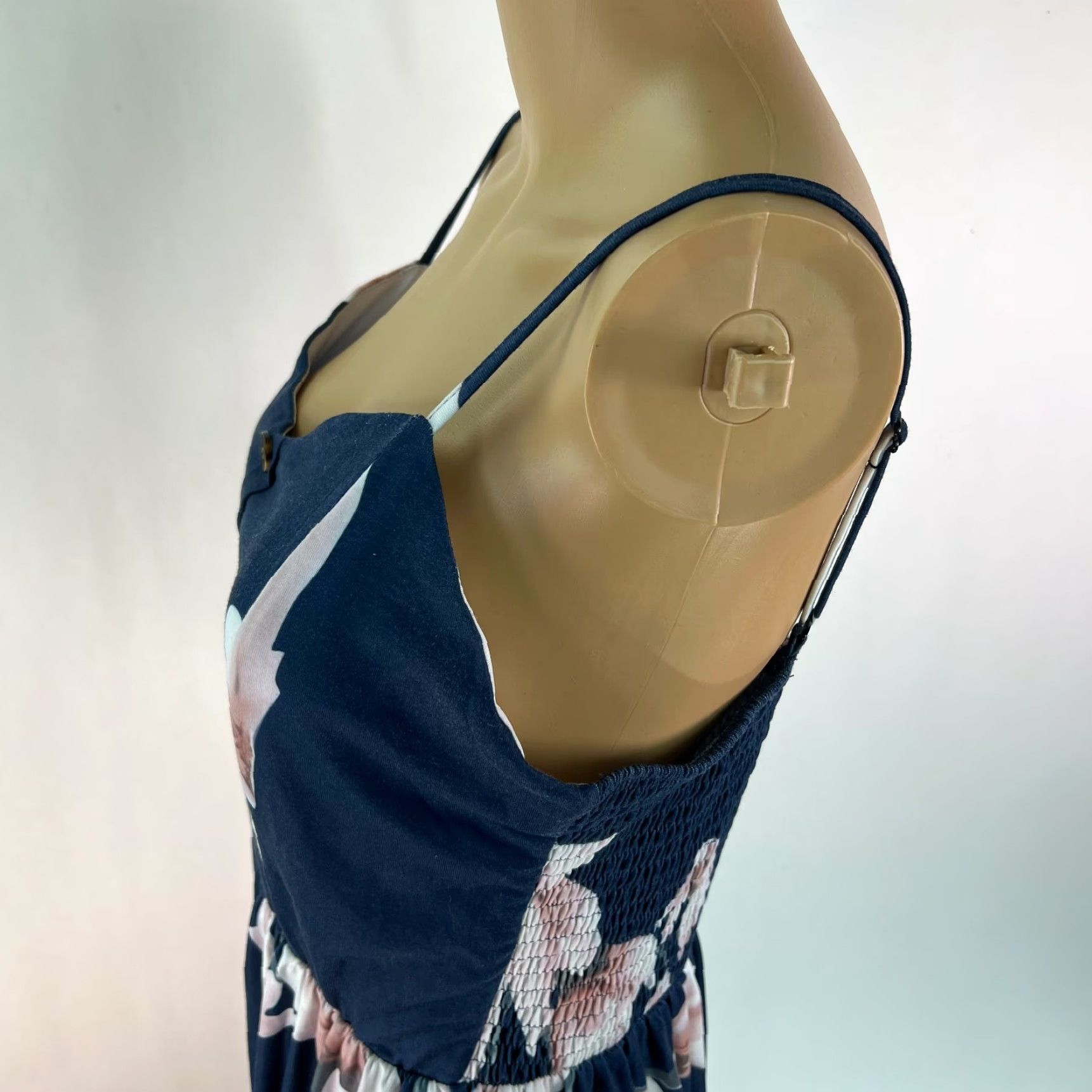 Vintage Angashion Sundress Women's V Neck Spaghetti Strap Floral Blue Dress Large Size L / US 10 / IT 46 - 4 Thumbnail