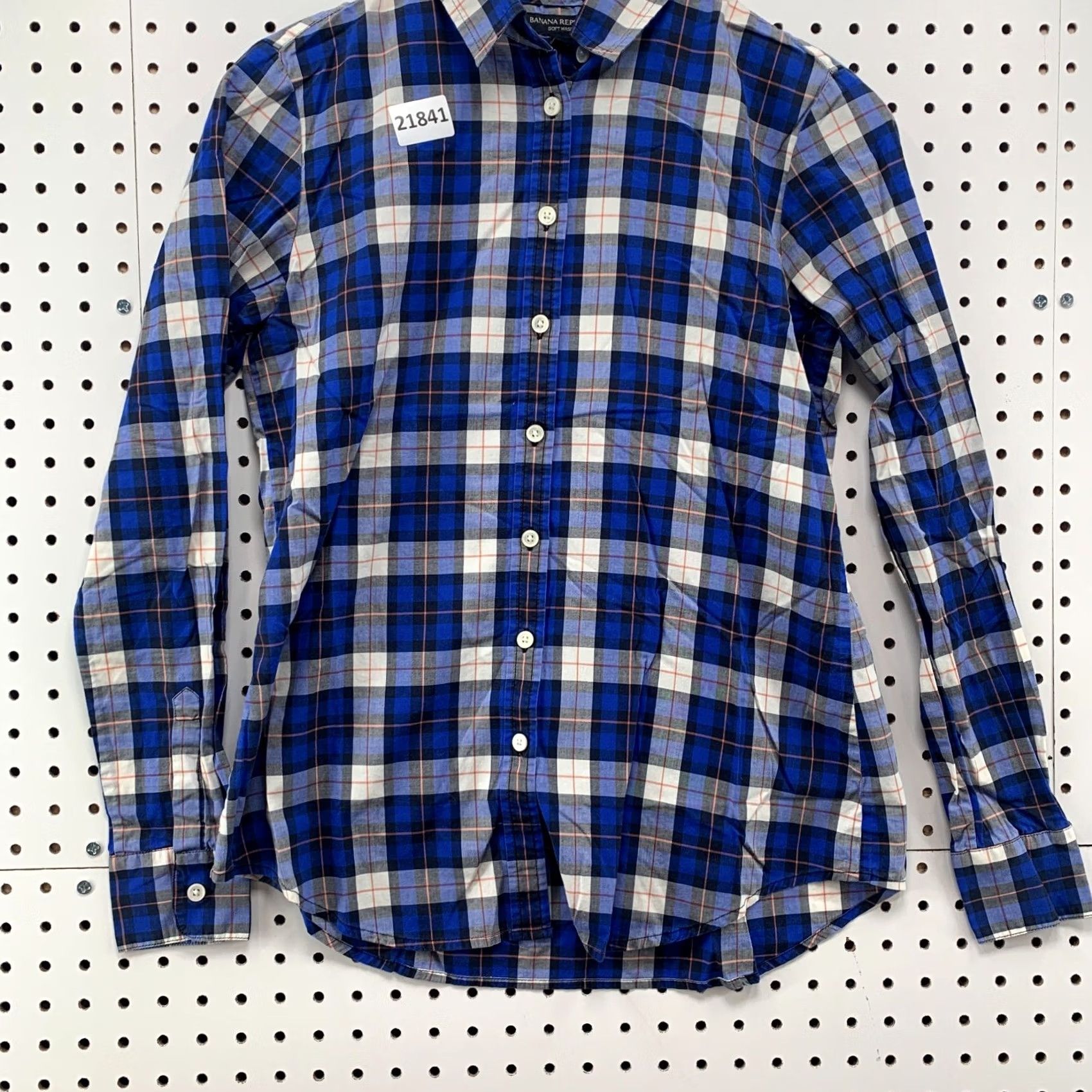 Banana Republic Banana Republic Plaid Button-Up Shirt Womens XS Long Sleeve Blue Black Size XS / US 0-2 / IT 36-38 - 6 Thumbnail