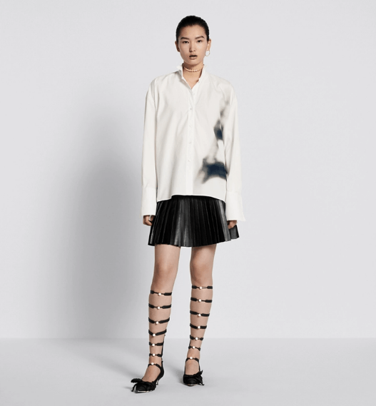 Dior o1w1db11225 421B65 Blouse with Wing Collar in White/Black Size XS / US 0-2 / IT 36-38 - 4 Thumbnail