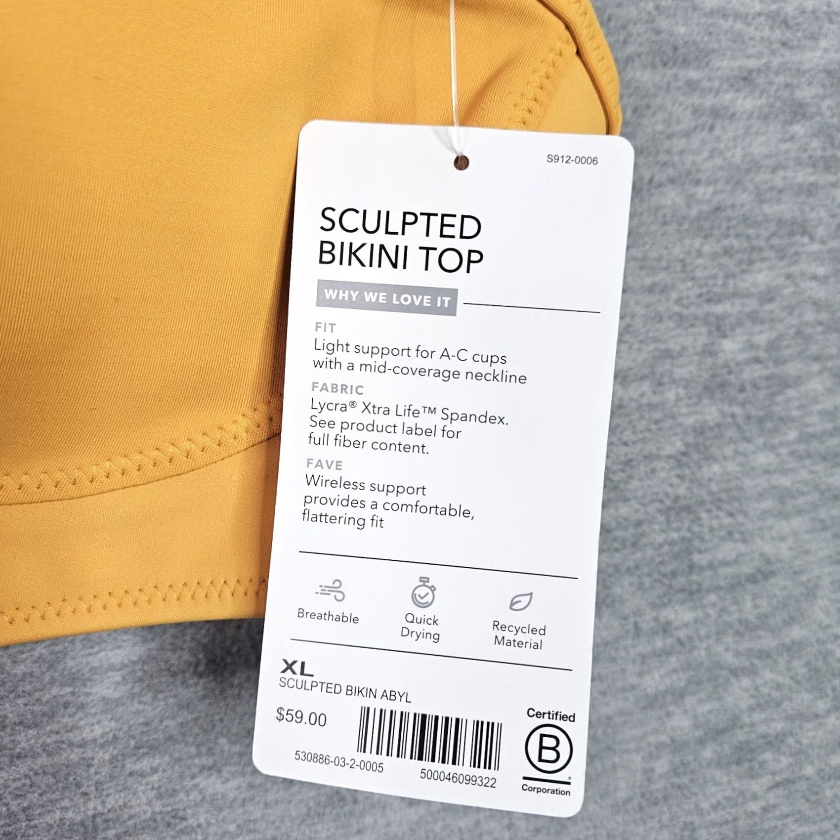 Athleta Athleta Bikini Top Women’s XL NEW Yellow Nylon Polyester Spandex Adjustable Straps Solid Sport Swim Size XL / US 12-14 / IT 48-50 - 4 Thumbnail
