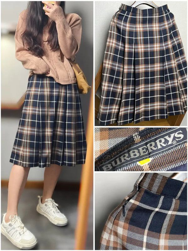 Burberry Burberry Color-Blocked Wool Midi Skirt Size 23" - 1 Thumbnail