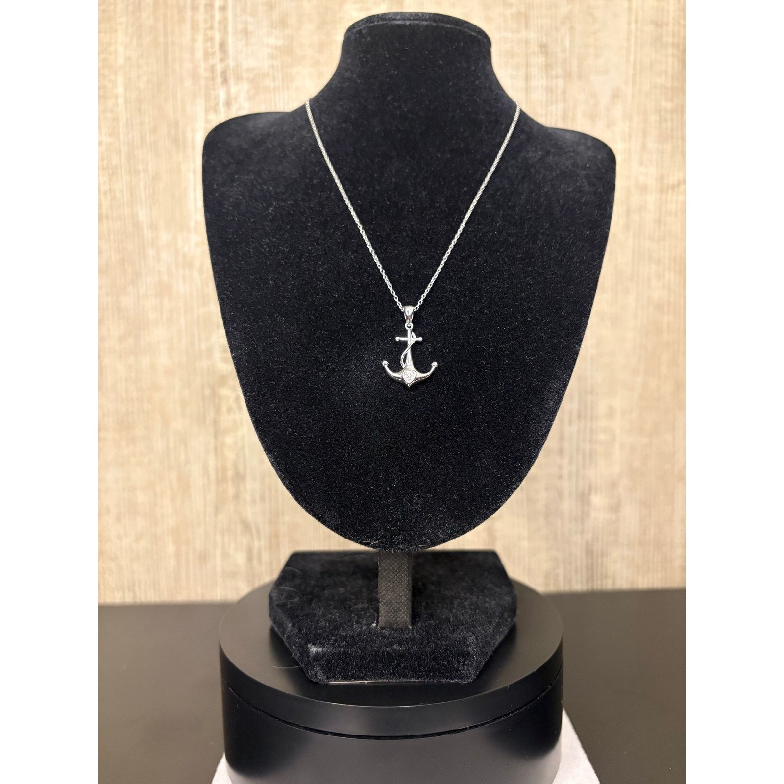Jewelry Women's .5ct Moissanite 925 Sterling Silver Anchor Necklace Size ONE SIZE - 1 Thumbnail