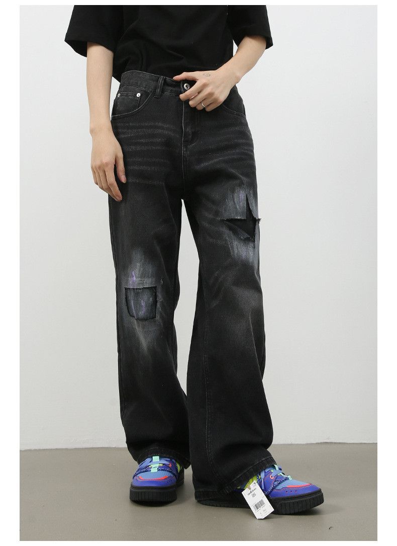 Japanese Brand × Jean American high street men's loose straight retro ripped jeans Size US 32 / EU 48 - 2 Thumbnail