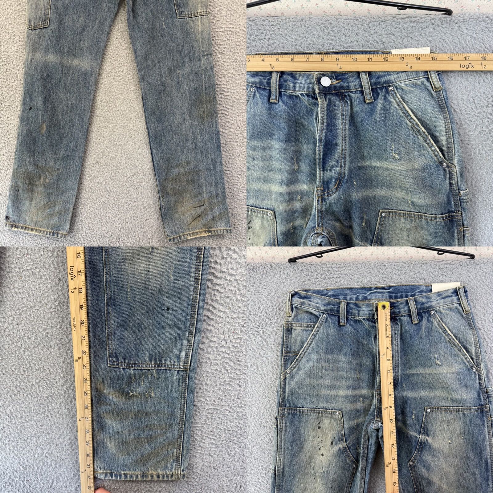 MNML MNML Jeans Mens 30x32 Blue Denim Distressed Grunge Button Fly NWT Size US 30 / EU 46 - 8 Thumbnail