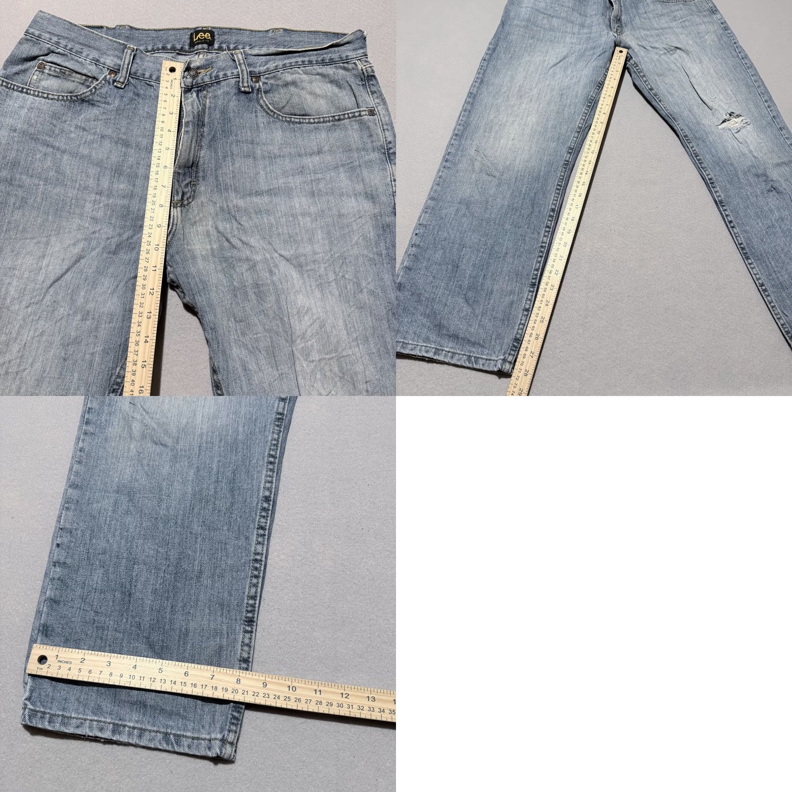 Lee Lee Jeans Jeans Men Distressed Light Wash 5-Pocket Classic Straight Fit 38x29 Blue Size US 38 / EU 54 - 9 Thumbnail