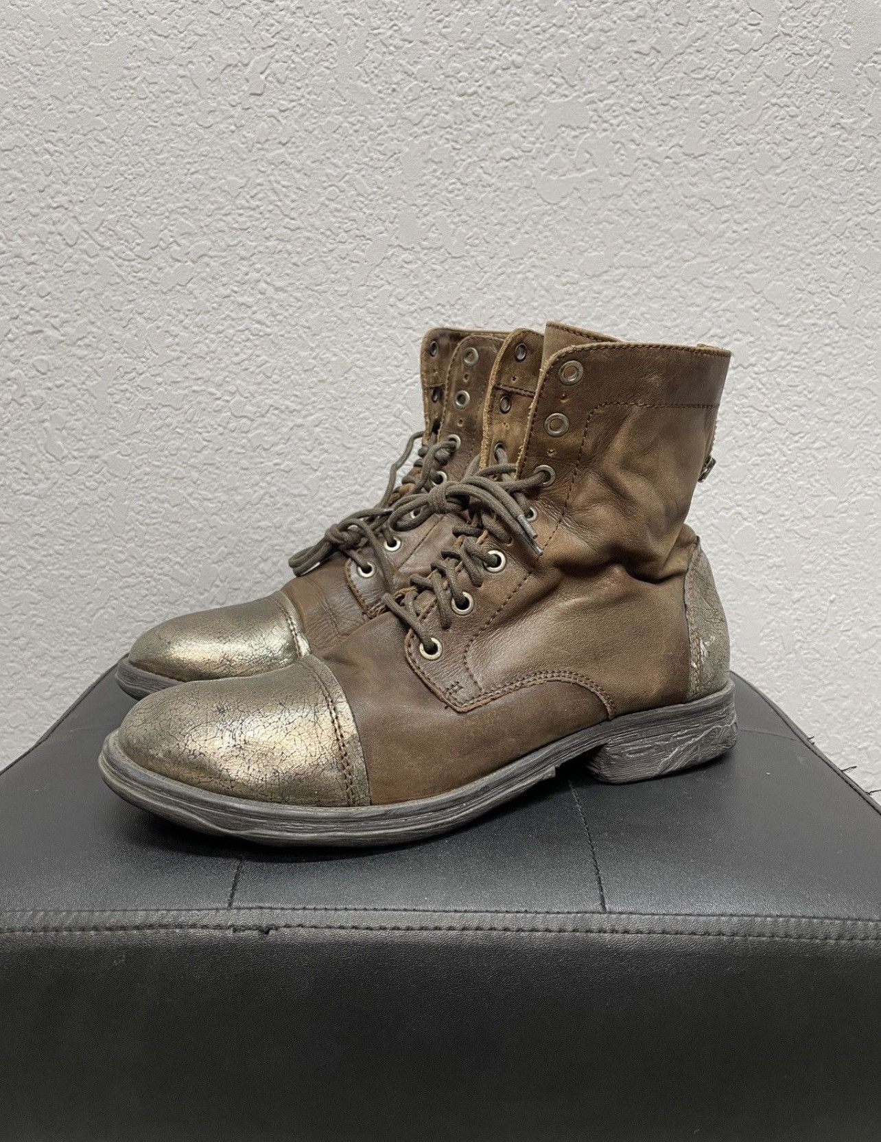 If Six Was Nine Vintage Italian AS 98 Rick Owens Style Leather Biker Boots Size US 8.5 / EU 41-42 - 1 Thumbnail