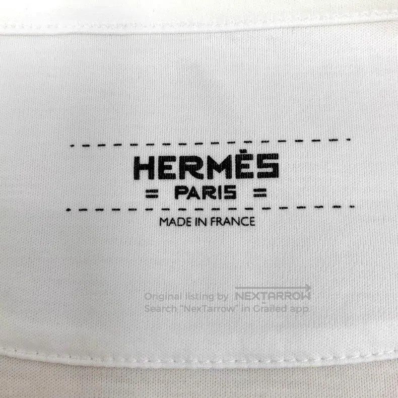Hermes Hermes White letter printed cotton short-sleeved T-shirt Size S / US 4 / IT 40 - 5 Thumbnail
