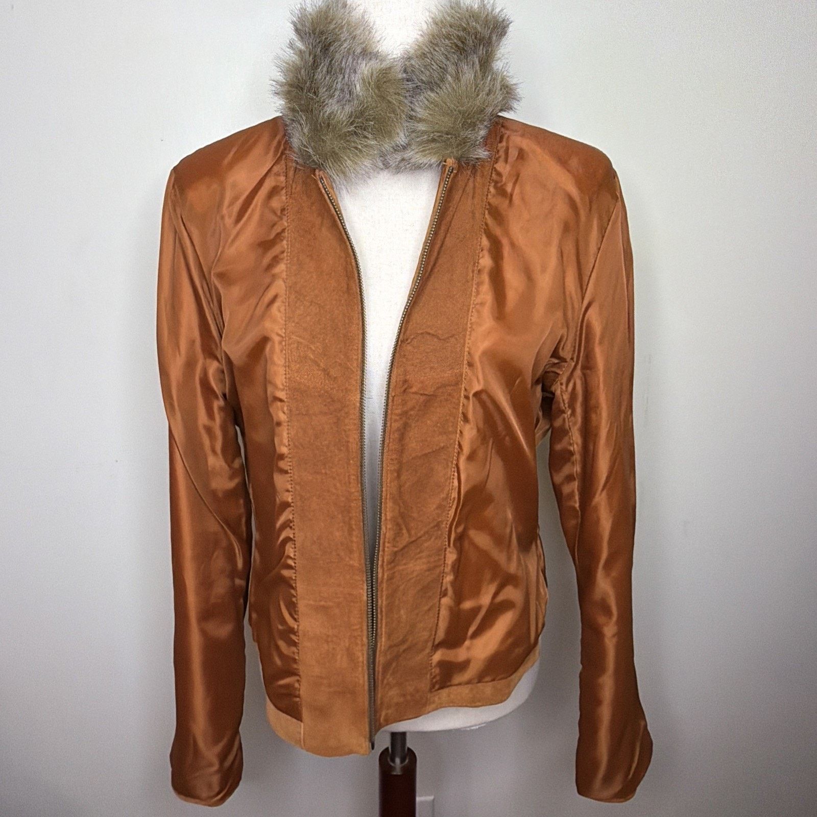 Other UNIFORM size M 100% Leather Jacket Faux Fur Collar BROWN Size M / US 6-8 / IT 42-44 - 7 Thumbnail