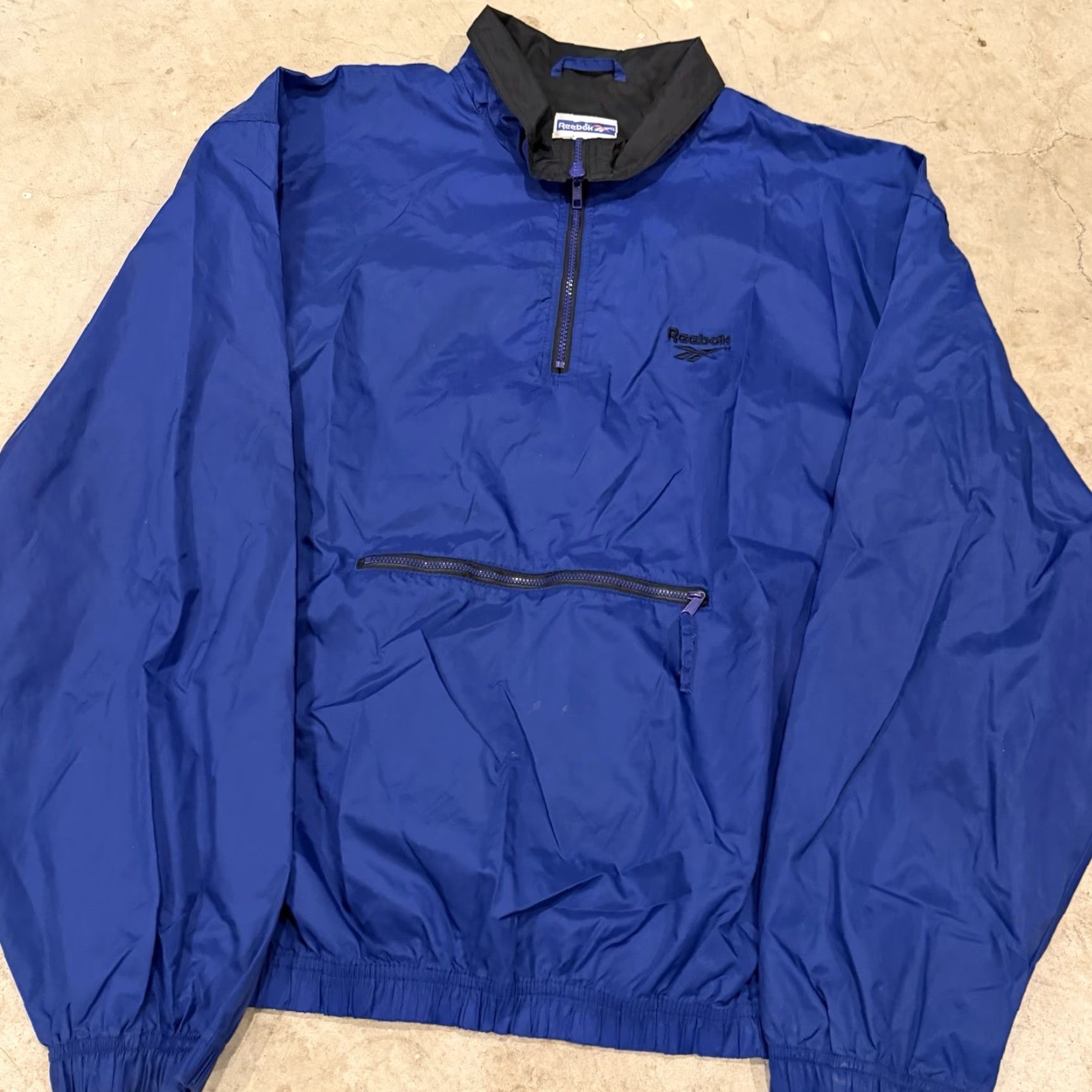Reebok VINTAGE Reebok Jacket Blue Black 1/4 Zip Windbreaker Jacket L Men Size US L / EU 52-54 / 3 - 4 Thumbnail