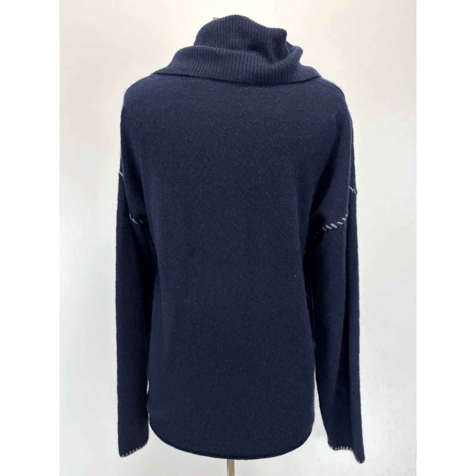 Johnny Was Johnny Was Sweater Women’s XL Navy Cashmere Blend Cowl Neck Pullover Size XL / US 12-14 / IT 48-50 - 3 Thumbnail
