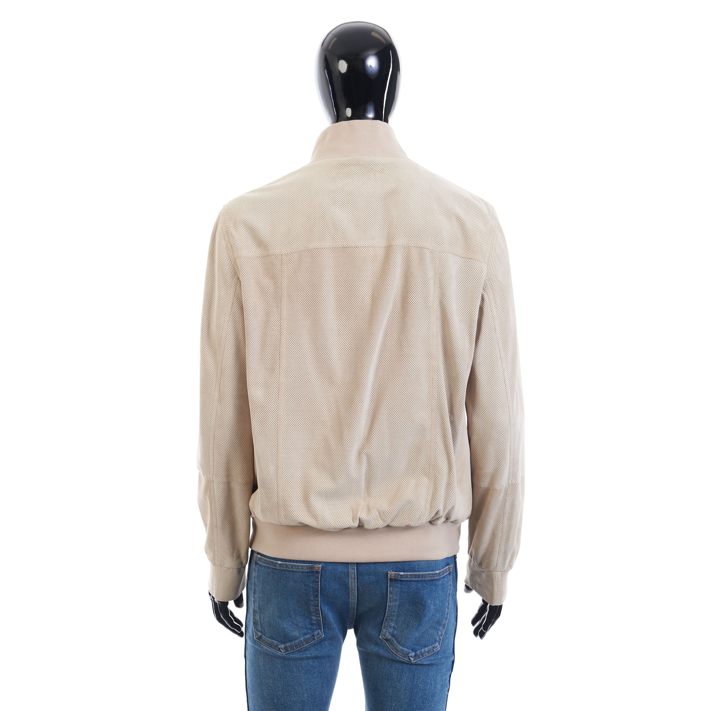 Brunello Cucinelli Light Beige Perforated Leather Jacket - Stand Up Collar Size US M / EU 48-50 / 2 - 6 Thumbnail