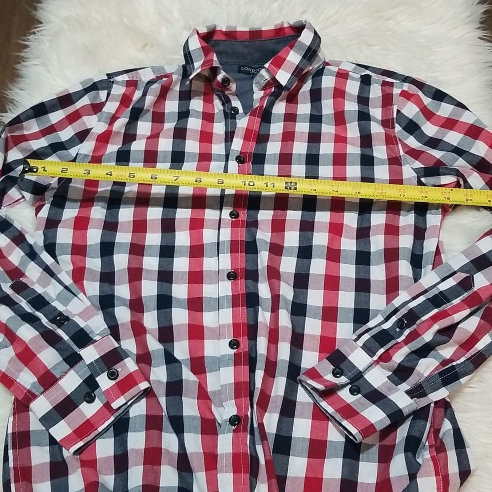 London Fog London Fog Men's Checkered Casual Button Down Shirt Size US S / EU 44-46 / 1 - 6 Thumbnail