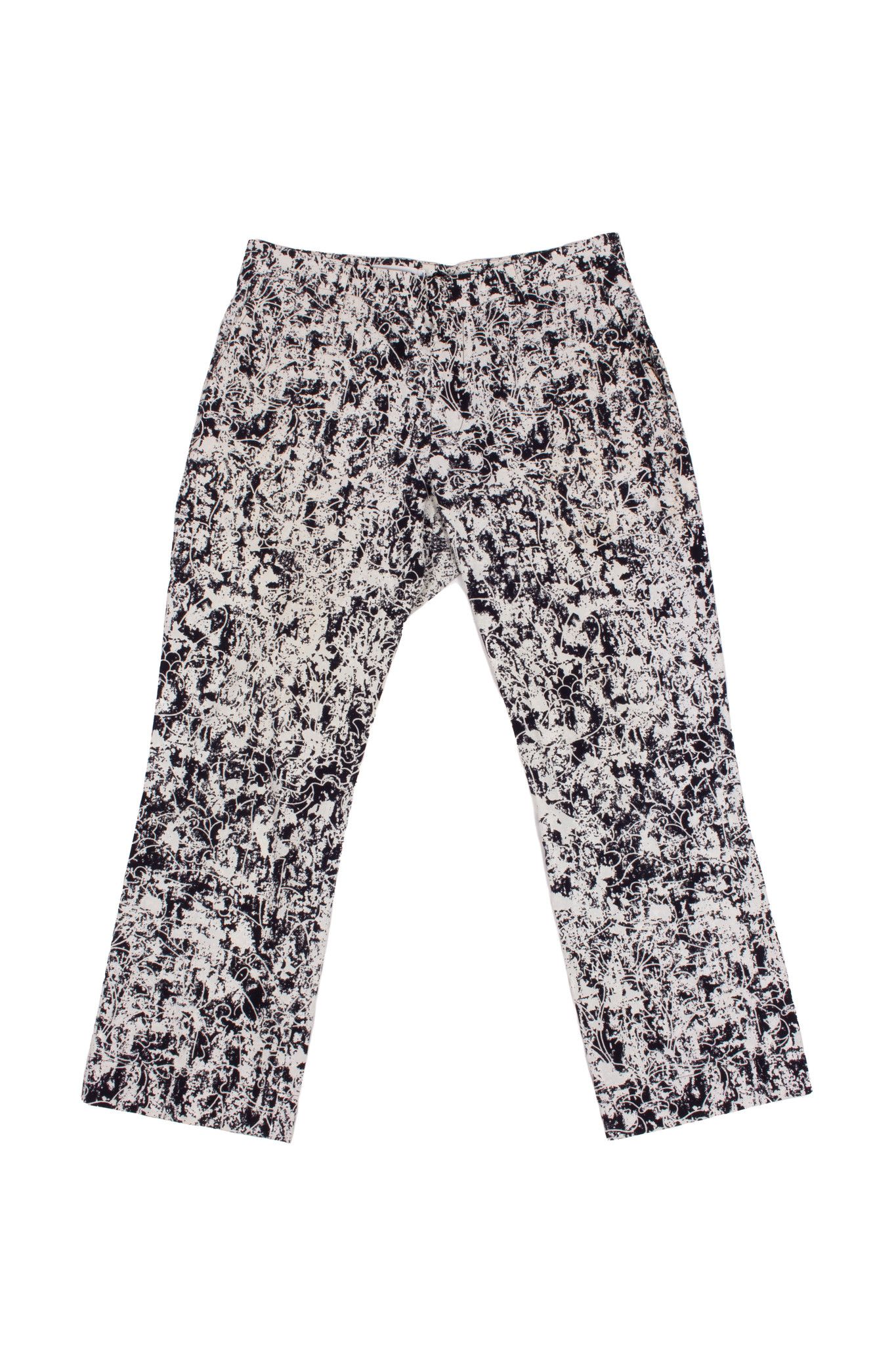 image of Jil Sander 2013 Black White Cotton Abstract Print Pants in Black/White, Women's (Size 26)