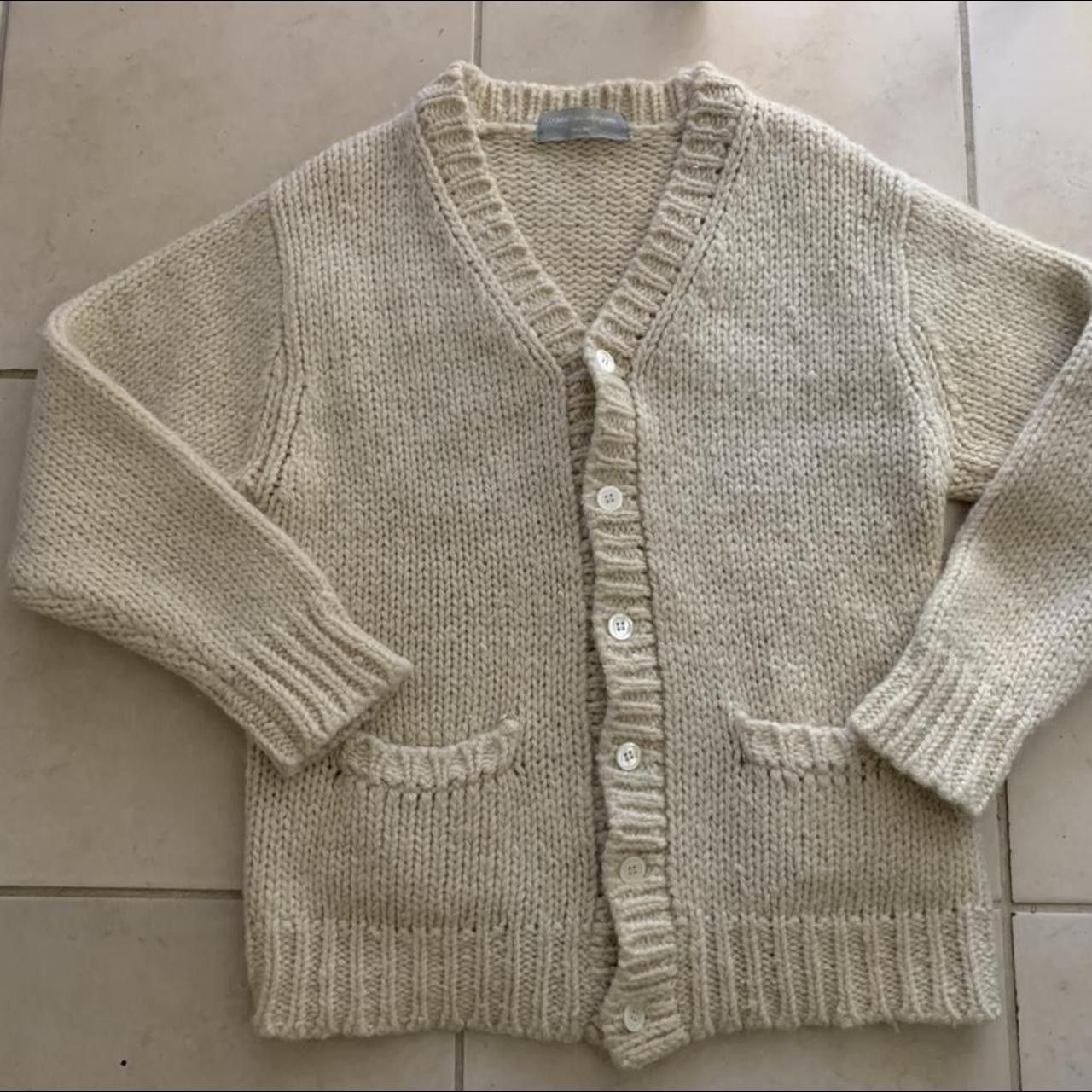 image of Comme Des Garcons x Comme Des Garcons Homme Cdg Hommes Alpaca Wool Cardigan in Cream (Size Large)