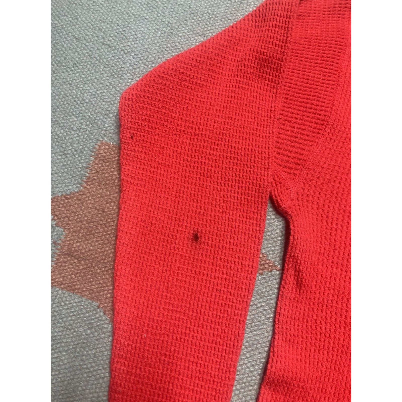 Layer 8 VINTAGE 70s waffle knit thermal shirt crimson red base layer soft worn womens XL Size XL / US 12-14 / IT 48-50 - 2 Thumbnail